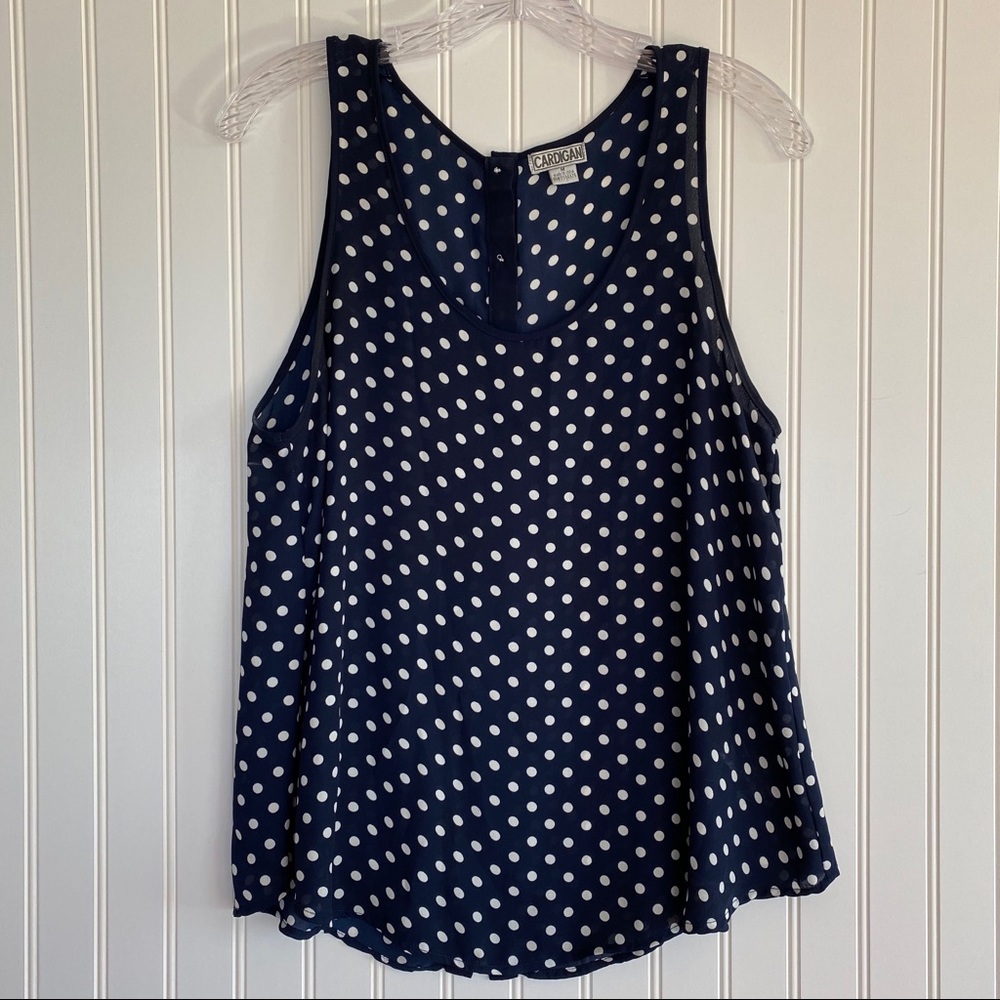 CARDIGAN navy/white sleeveless top SIZE MEDIUM